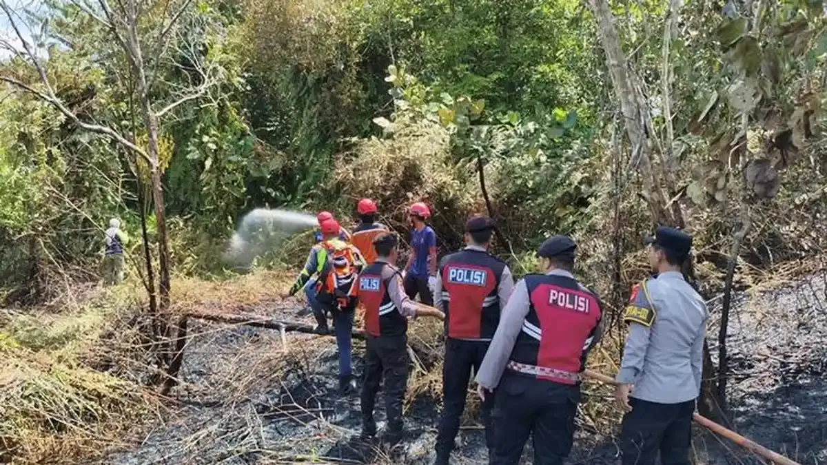 Lanal Banjarmasin Bersama Tim Gabungan Gerak Cepat Padamkan Karhutla di Guntung Damar