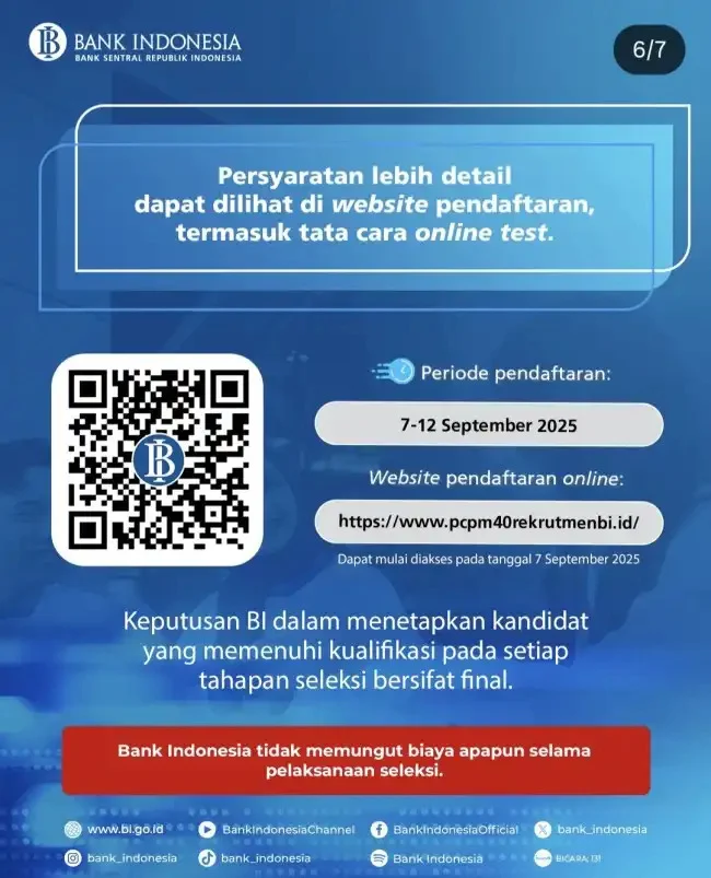 Peluang Emas Berkarier di Bank Indonesia: Rekrutmen PCPM BI 41 Resmi Dibuka