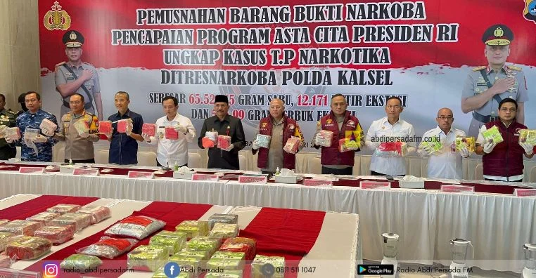 Polda Kalsel Musnahkan 172,4 Kilogram Sabu, Supian HK: Bentuk Nyata Dukungan Asta Cita Presiden