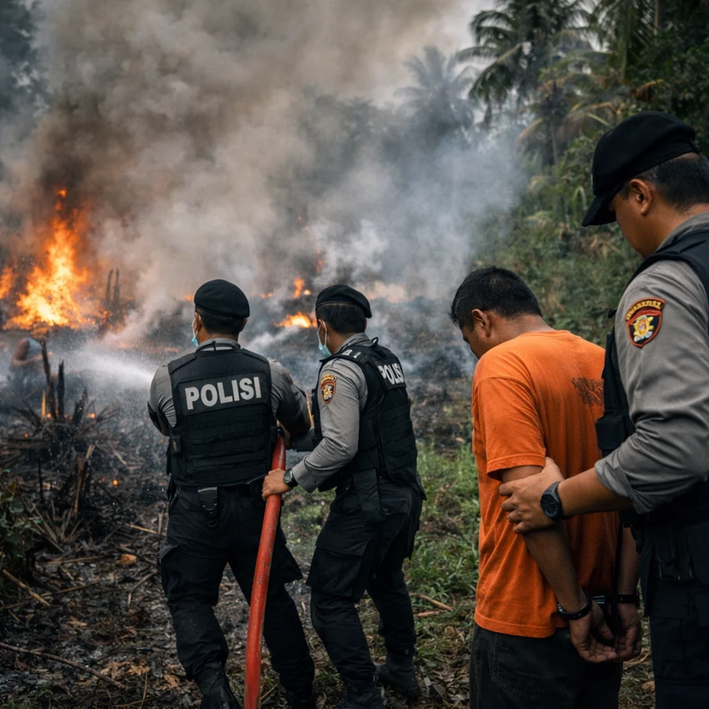 Respons Cepat Polisi Padamkan Karhutla di Pulau Bromo Banjarmasin