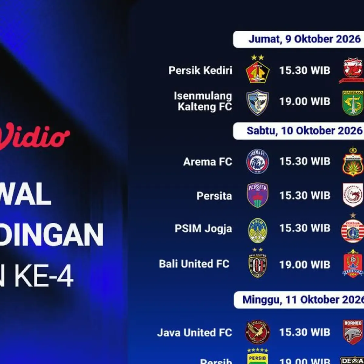 Jadwal Siaran Langsung Pekan Ke-4 BRI Super League 2026/2027 di Vidio